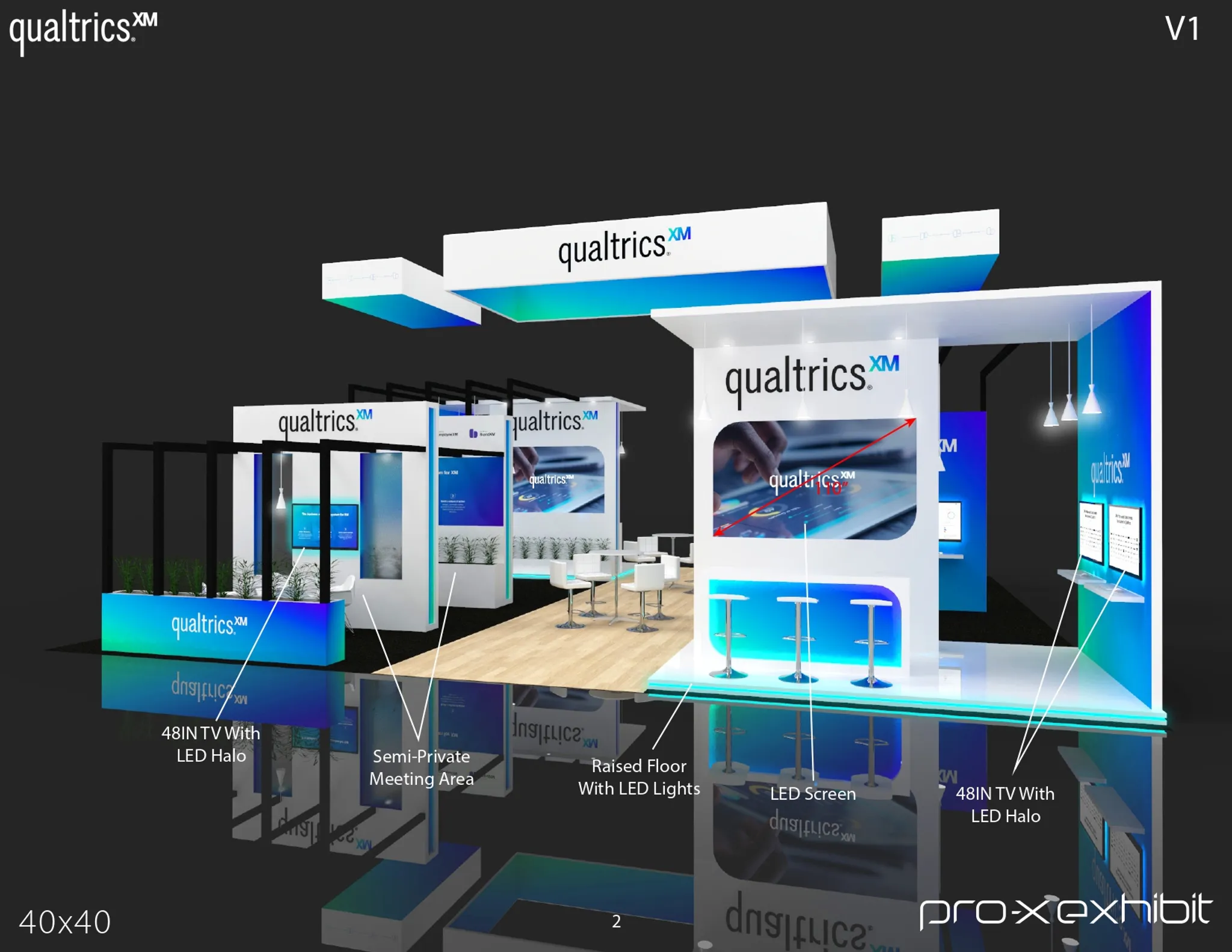 40x40 Island booth design by Pro-X Exhibits